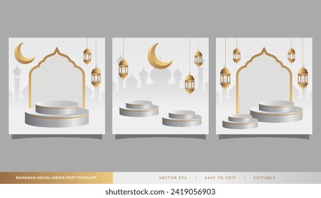 Colección de fondo de pancarta de venta de productos 3D de Podium islámico