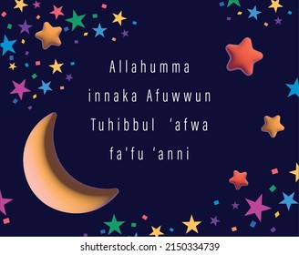 Islamic Pray (God, sorry me) Dua for Laylatul Qadr (Ramadan spesial night) vector illustration.