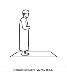 Islamic pray movement of solat linear icon. Moslem pray icon. Religion linear icon. Vector illustration