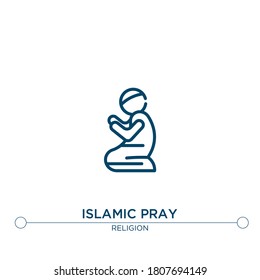 islamic pray outline vector icon. simple element illustration. islamic pray outline icon from editable religion concept. can be used for web and mobile
