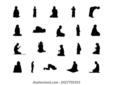 Islamic Pray Silhouette Element Set
