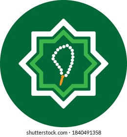 The Islamic prayer beads flat style icon for web design