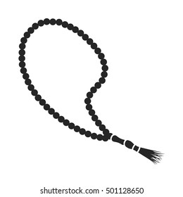 Islamic prayer beads icon in black style isolated on white background. Religion symbol stock vector illustration.