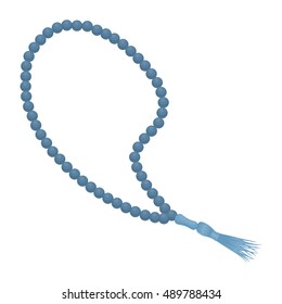 Islamic prayer beads icon in cartoon style isolated on white background. Religion symbol stock vector illustration.