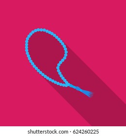 Islamic prayer beads icon in flat style isolated on pink background. Religion symbol stock vector illustration.