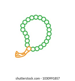 Islamic prayer beads. Simple monoline icon style for muslim ramadan and eid al fitr celebration.