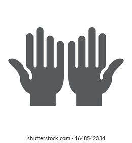 Islamic prayer glyph icon, islam and religion, prayer hands sign, vector graphics, a solid pattern on a white background, eps 10