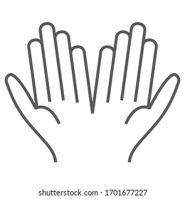 Islamic prayer line icon, islam and religion, prayer hands sign, vector graphics, a linear pattern on a white background