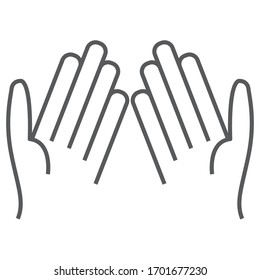 Islamic prayer line icon, islam and religion, prayer hands sign, vector graphics, a linear pattern on a white background