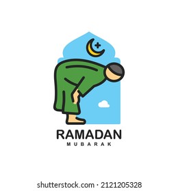 Islamic prayer logo design vector illustration