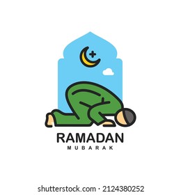 Islamic prayer logo design vector illustration