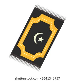 Islamic Prayer Mat with Crescent Moon Symbol for Ramadan and Daily Worship Themes, Ideal for Religious Education, Posters, Apps, and Muslim Prayer Content
