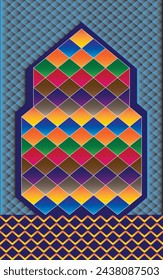 islamic prayer mat geometric design in multicolor 