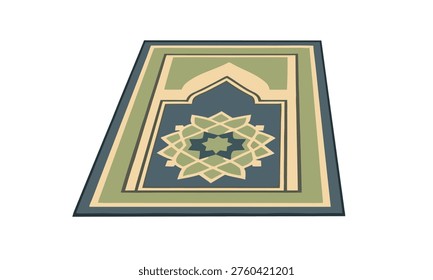Islamic Prayer Mat with Geometric Design, a Spiritual Accessory for Devout Muslims Offering a Sacred Space for Worship and Meditation