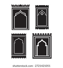 Icono islámico de la estera de la oración con el fondo blanco