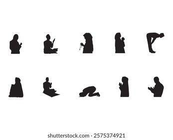 Islamic Prayer Silhouette Element Set