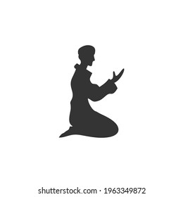 Islamic prayer silhouette vector on a white background