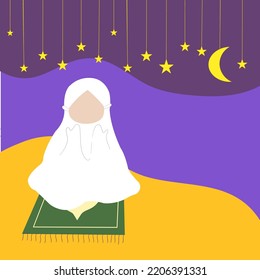 Islamic prayer with Star night background 