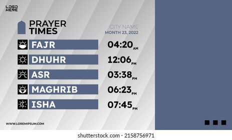 Islamic prayer time schedule banner template