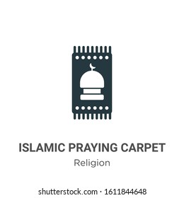 Islamic praying carpet glyph icon vector on white background. Flat vector islamic praying carpet icon symbol sign from modern religion collection for mobile concept and web apps design.