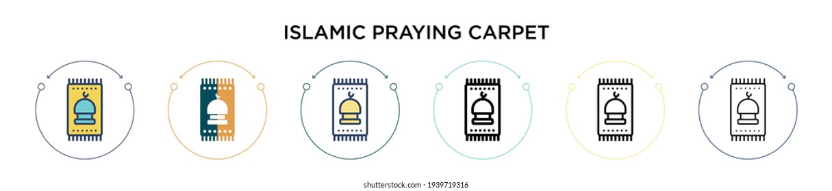 Islamic praying carpet icon in filled, thin line, outline and stroke style. Vector illustration of two colored and black islamic praying carpet vector icons designs can be used for mobile, ui, web