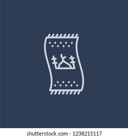 Islamic Praying Carpet icon. Trendy flat vector line Islamic Praying Carpet icon on dark blue background from Religion  collection. 