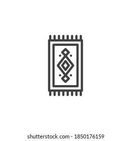 Icono de la línea de la alfombra islámica que reza. signo de estilo lineal para concepto móvil y diseño web. Icono del vector de contorno de la alfombra Namaz. Símbolo, ilustración del logotipo. Gráficos vectoriales