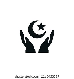 Islamic praying hands flat icon isolated on white background. Islamic icon vector. Ramadan icon vector