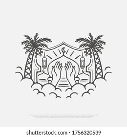 Islamic premium vector pray in the mosque, this design can be used for print and digital needs