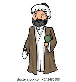 Islamic priest. Hand drawn cartoon illustration.