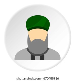 Islamic priest icon in flat circle isolated vector illustration for web