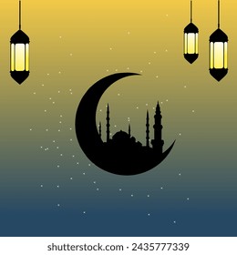 Islamic ramadan background illustration for greeting, greeting card poster banner for islamic religion event 