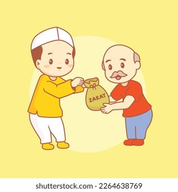 islamic ramadan charity background with muslim people giving money zakat or share with each other