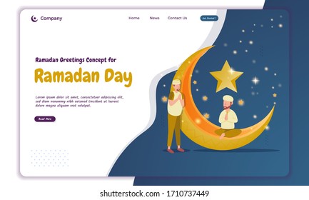 Islamic Ramadan concept for fasting day greeting on landing page