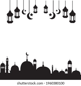 Diseño islámico de ramadán con un elegante color negro sobre el fondo.