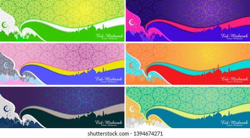 Islamic Ramadan and Eid al-Fitr background banners with the latest color trends
