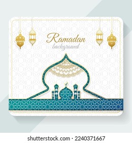Islamic Ramadan eid card design golden ornamental background
