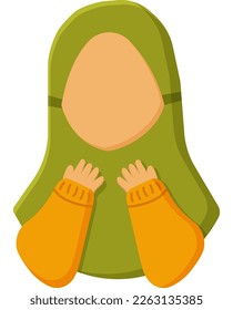 Islamic ramadan eid mubarak muslim woman element in flat illustration simple fun and elegant vector design