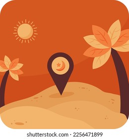 Sammlungen islamischer Rmadan-Elemente in flacher Illustration, einfaches und elegantes Vektordesign
