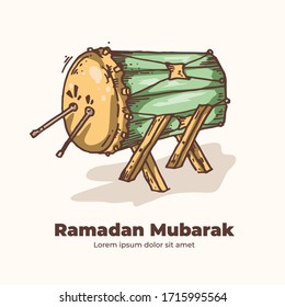 Islamic Ramadan event background with cartoon illustration