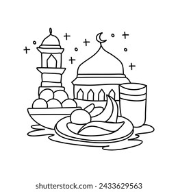 Islamic Ramadan Food Moon Printable Art Minimalist Home Decor Poster