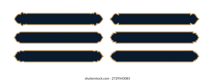 Islamic Ramadan frame with gold lines. Arabic design with Turkish ornaments and a blue background.