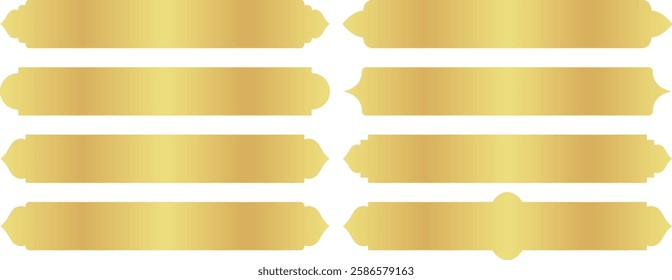 Islamic Ramadan Gold Gradient Frame Arabic Vector Design with Turkish Ornament Ribbon Sticker for Tag Banner and Sale Flyer