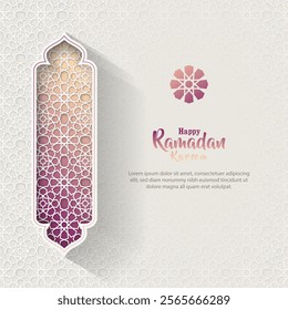 Islamic Ramadan greeting card with lantern and crescent moon ornaments. luxurious Islamic decorative mosque ornament background