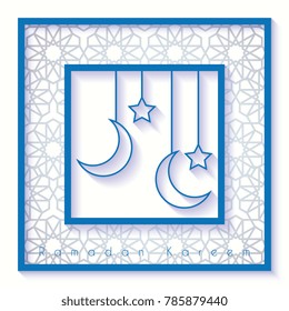 Islamic ramadan greeting card template design with crescent and star vector illustration