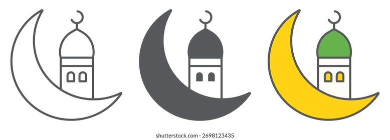 Icono de ramadán islámico, árabe e islam, signo de ramadam kareem, Vector gráfico, un patrón lineal sobre un fondo blanco, eps 10.