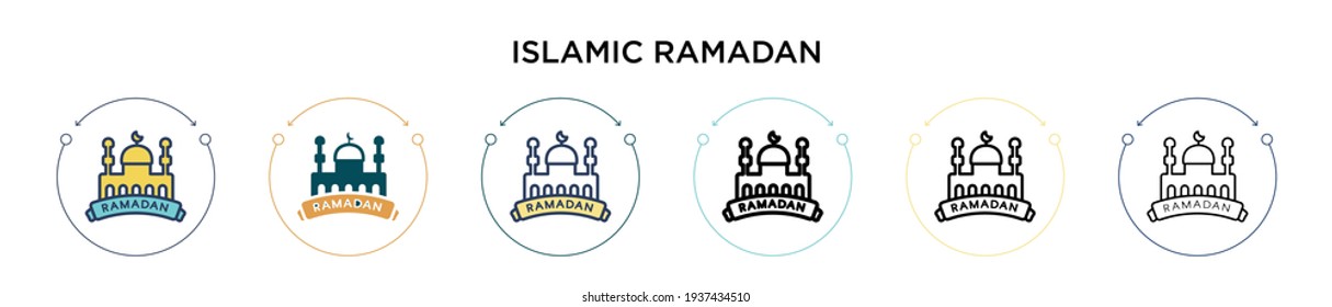 Islamic ramadan icon in filled, thin line, outline and stroke style. Vector illustration of two colored and black islamic ramadan vector icons designs can be used for mobile, ui, web