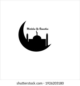 Icono islámico de ramadán para la mezquita y la luna, blanco y negro