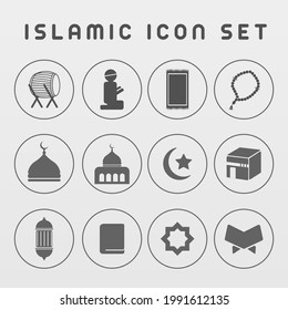 Islamic ramadan Icon pack with grey color
