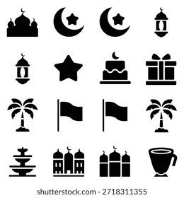 Conjunto de iconos islámicos y de Ramadán ilustración que muestra símbolos de festivales religiosos Vector